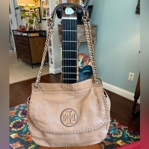 Tory Burch Marion Saddle Chain Leather Tan Bag